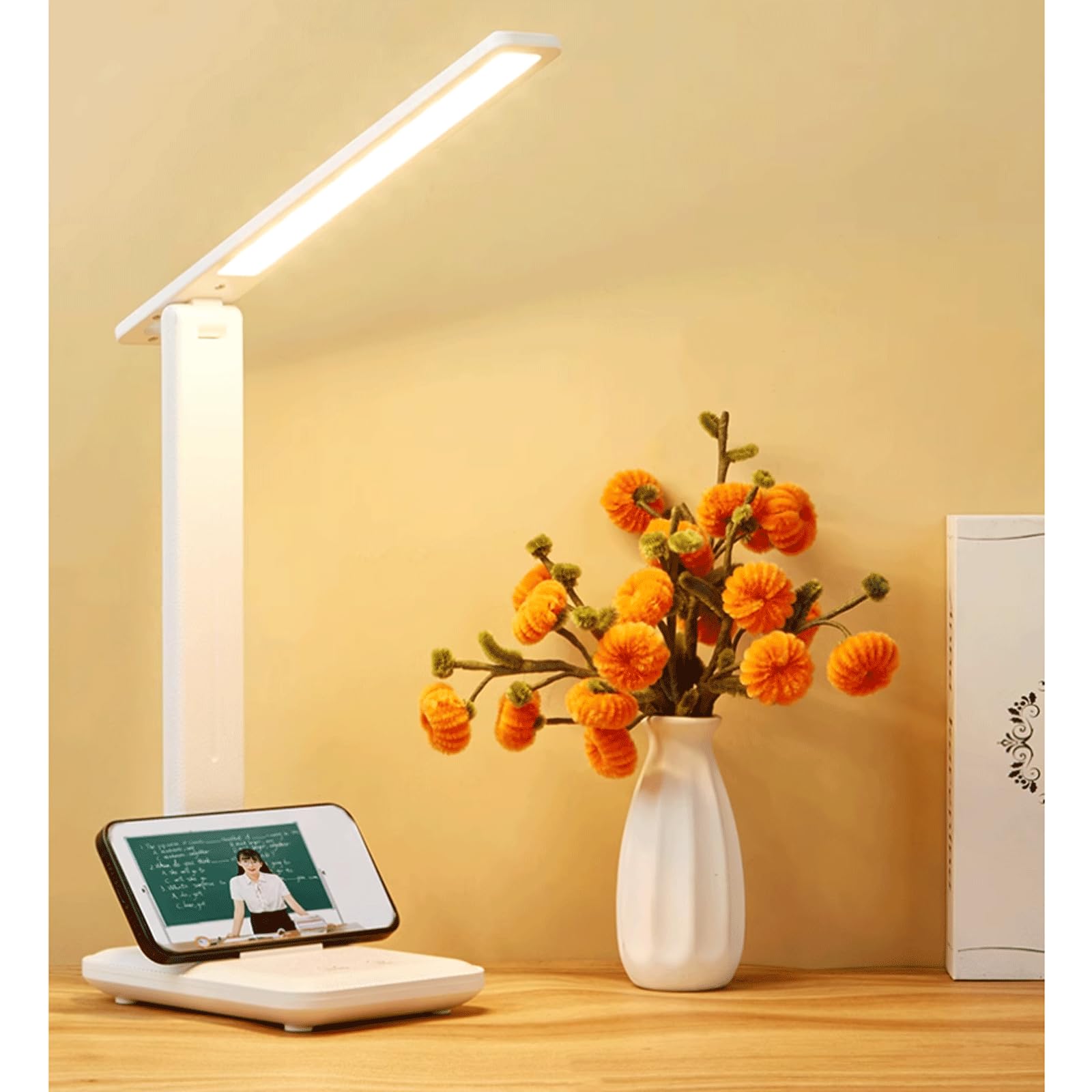 Tischleuchte, LED-Schreibtischlampe, flexible Winkeleinstellung, Aufgabenlampe, 3 Farbmodi, dimmbar, Heimbüro, Schreibtischlampe zum Lesen, Nachttischlampe, Weiß