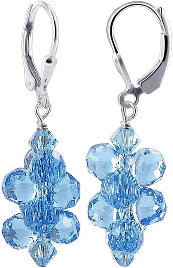 Austrian Crystal Bicons 925 Sterling Silver Drop Earrings