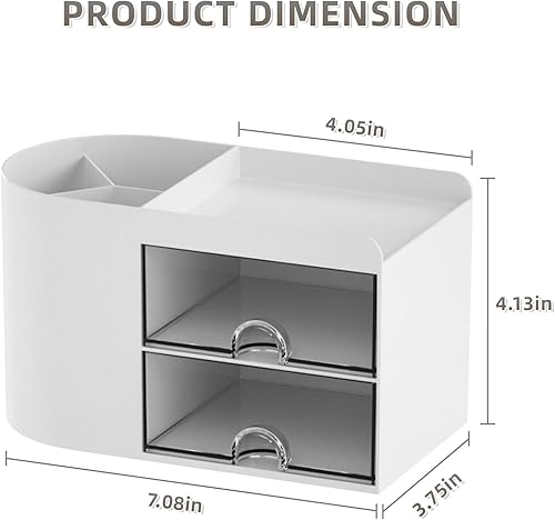 Miniatura 4 de Marbrasse Organizador de escritorio pequeño con cajón, caja de almacenamiento multifuncional para lápices, organizador de escritorio y accesorios