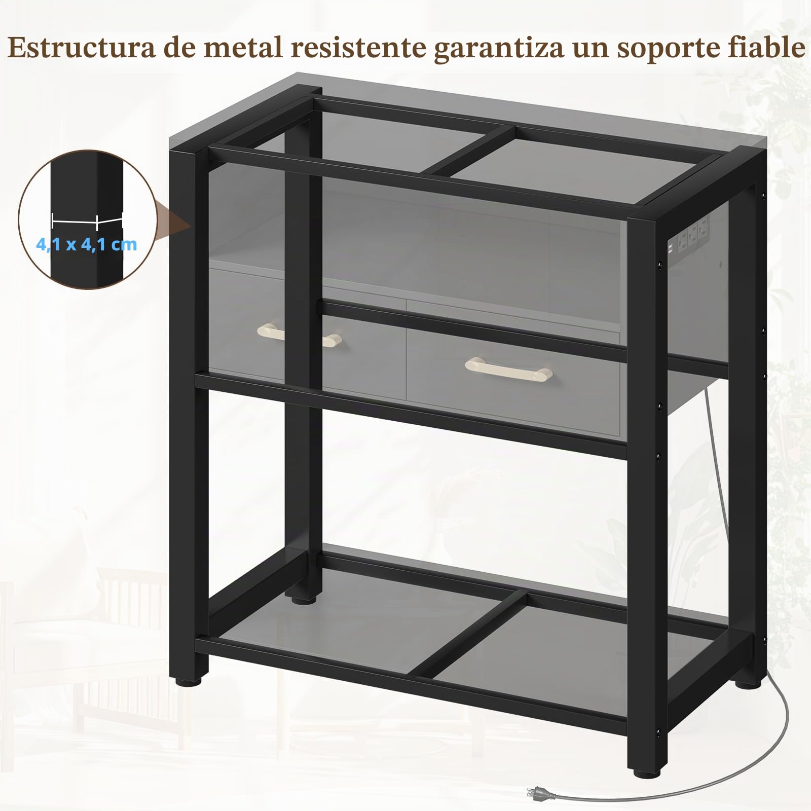 EOSVALO Soporte de acuario con marco de metal estable, soporte resistente para peceras con alfombrilla impermeable, gabinete de almacenamiento de capacidad de 250 KG, adecuado (Negro)