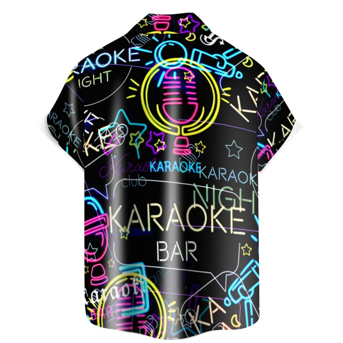Apcuyf Men's Black Karaoke Holiday Funny Shirt Hawaiian Print Aloha Button Down Short Sleeve Shirts