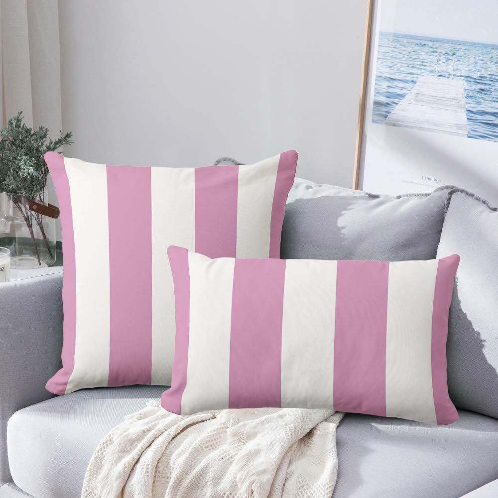 Soft Pink & White Vertical Stripes Throw Pillow Cover 20 x 30 inch Polyester Blend Lumbar Accent Decorative Cushion Case for Couch Sofa Chair Bed & Home, only Covers