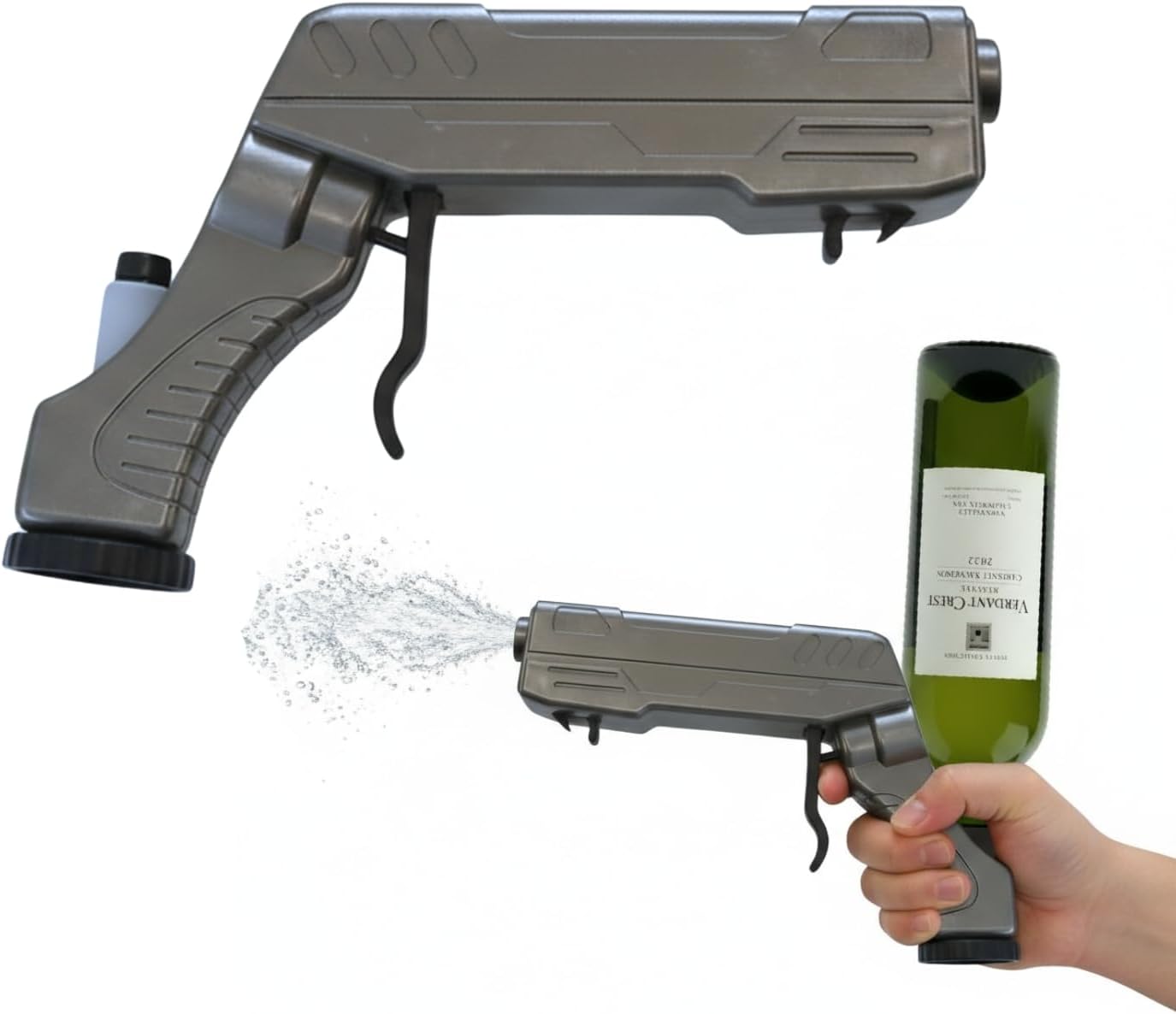 SMOKEY COCKTAIL Champagne Spray Gun, Black Alloy Beer Dispenser with Dual Pressure Mode, Bottle Opener for Wine and Beer, Bar Party, Birthdays, Weddings