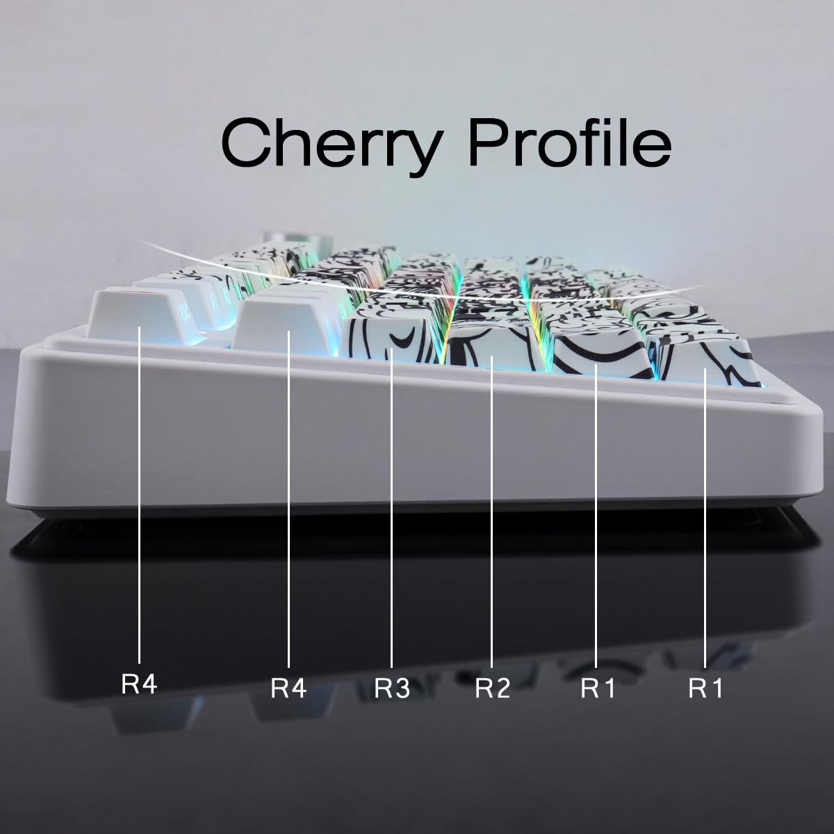 Sunzit PBT Keycaps, 138 teclas, color blanco, perfil de cereza, juego de teclas con barra espaciadora de 6,5 U, diseño de dragón, teclas personalizadas para MX Switches mecánicos, teclado de gaming