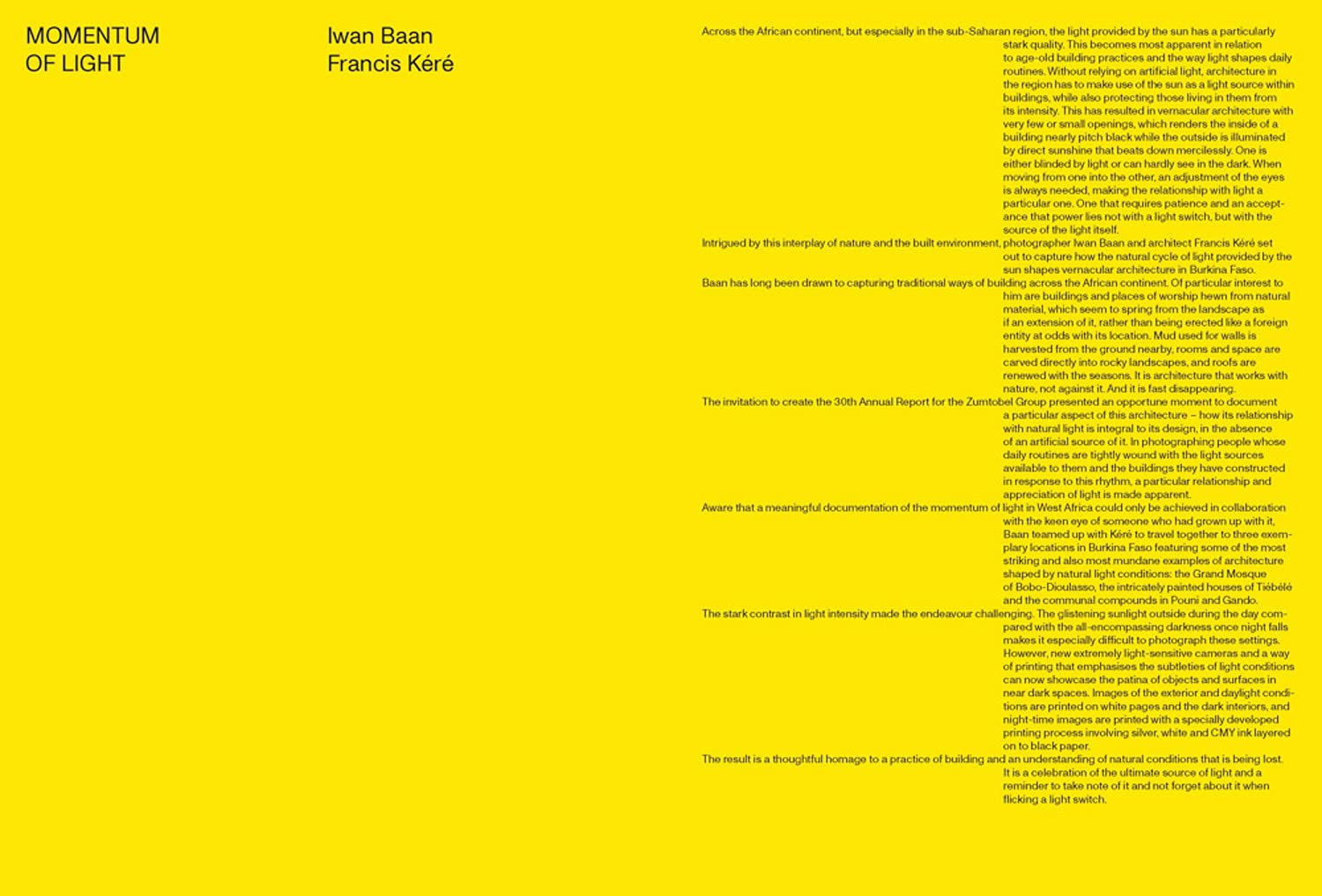 Francis KErE Iwan Baan Momentum of Light /anglais
