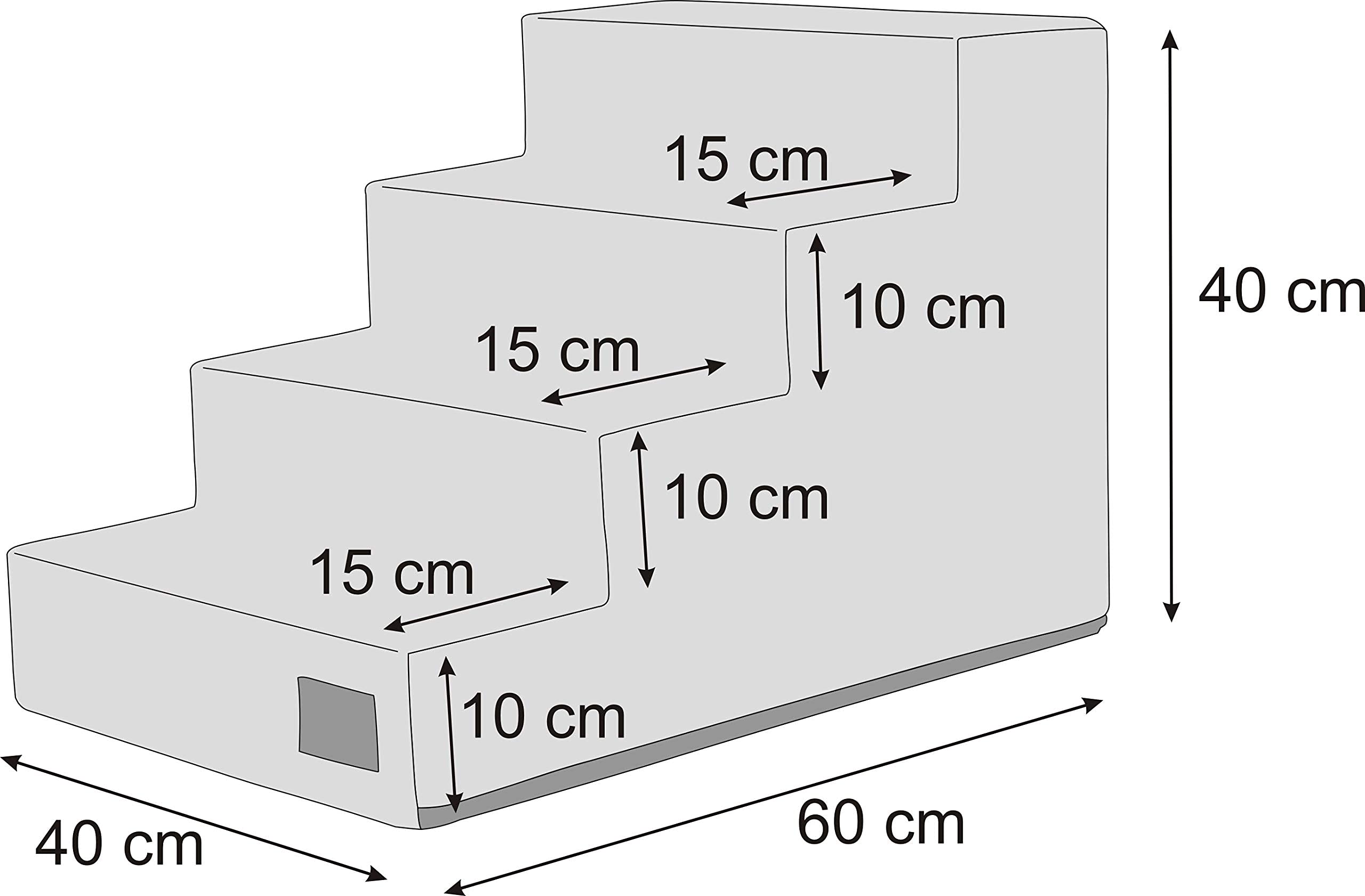 PillowPrim Scaletta per animali domestici, per cani di piccola taglia, rampa per gatti, 4 livelli, grande, marrone, altezza 40 cm