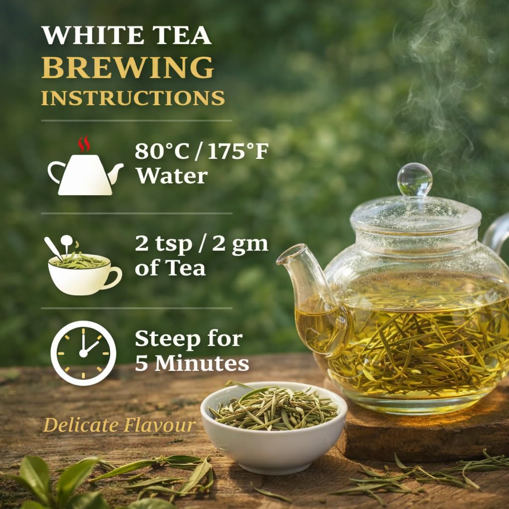 Sancha Tea Boutique, Super White Tea, 25g Silver Needle White Tea Buds, Rare Loose Leaf White Tea from Darjeeling, Himalayan Harvest 3
