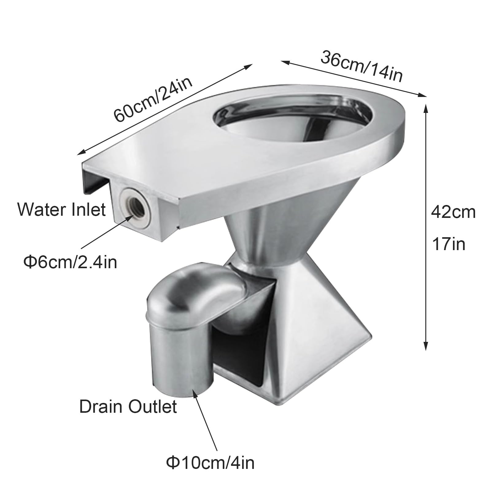 Toiletten für Badezimmer, einteilige Edelstahl, Bodenmontage, ideal für Wohnmobile, Schiffe, Krankenhäuser, Hotels, kompaktes und langlebiges Design