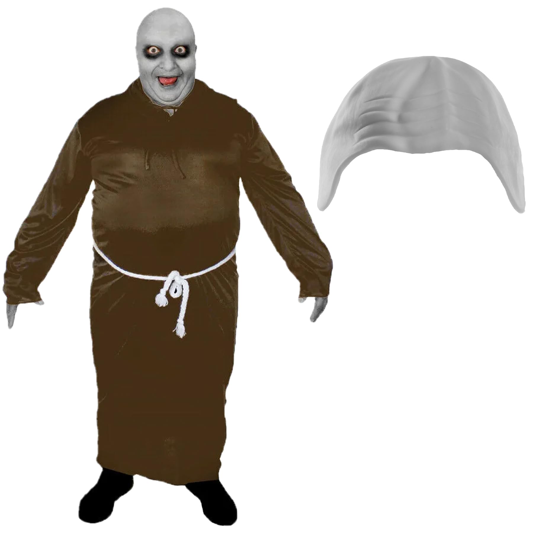 LOVETRENDSMens Halloween Costume - Brown Robe, White Bald Cap and Facepaint - Mens Trick or Treat Halloween Fancy Dress Costume