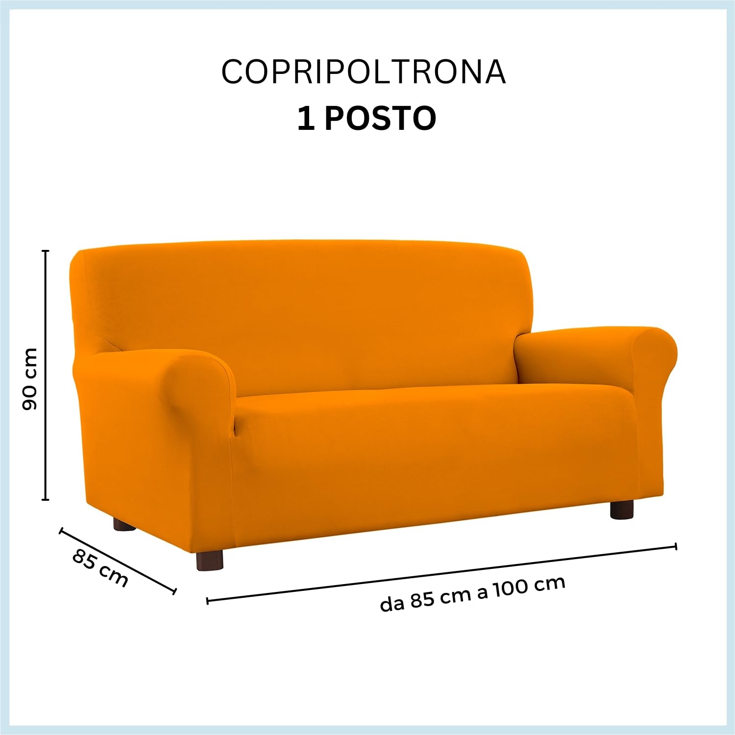 Banzaii Copridivano 1 posto con Braccioli Arancione Antimacchia Elasticizzato Estensibile da 85 a 100 cm - Made in Italy