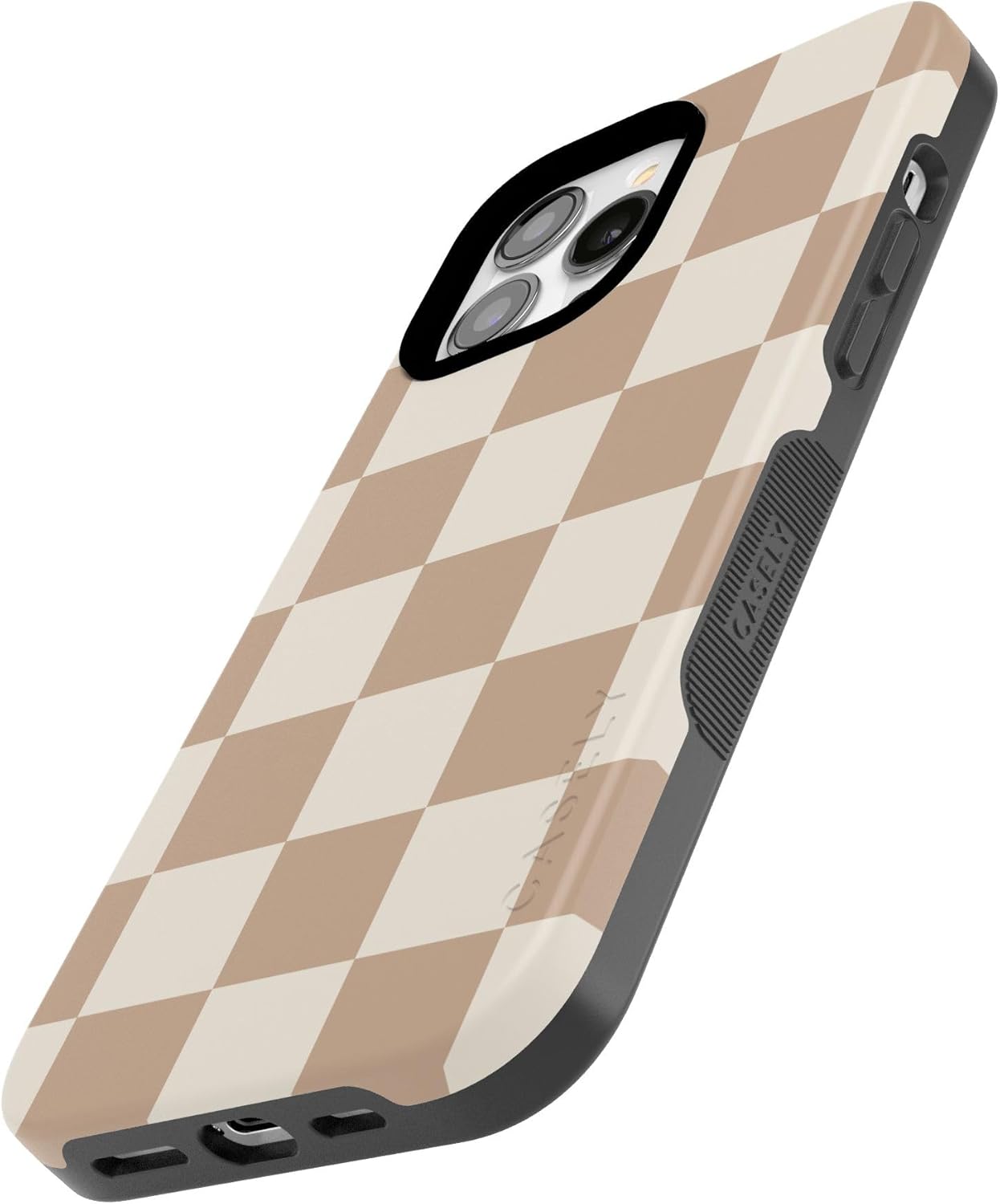 Casely iPhone 13 Pro Max Case | Fit Check | Neutral Checkerboard | Bold Protective Design | Compatible with MagSafe