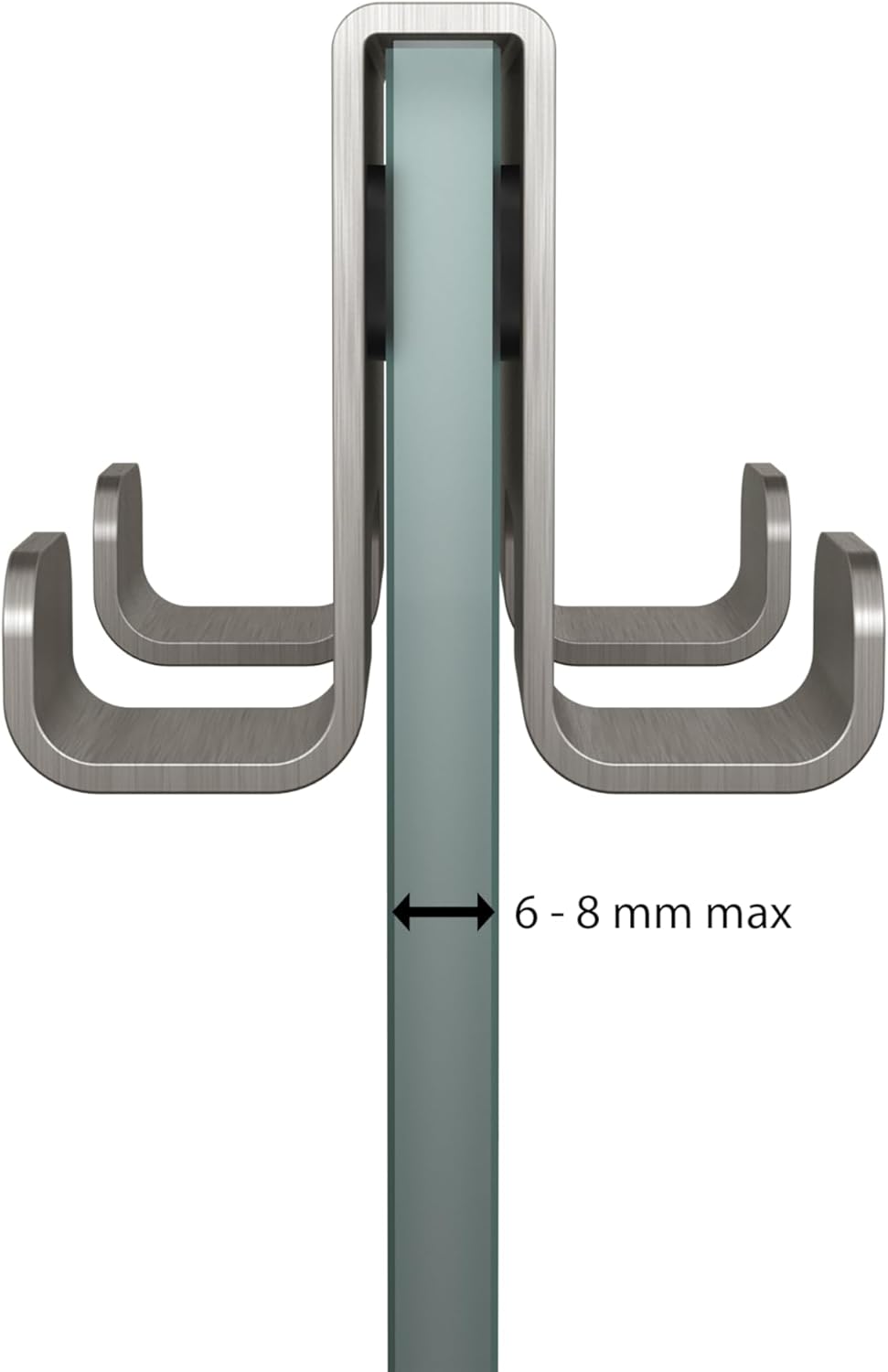 Tiger Caddy Towel Hook for Shower Enclosure 6-8 mm Double, 5,6 x 7 x 5 cm, Brushed Stainless Steel