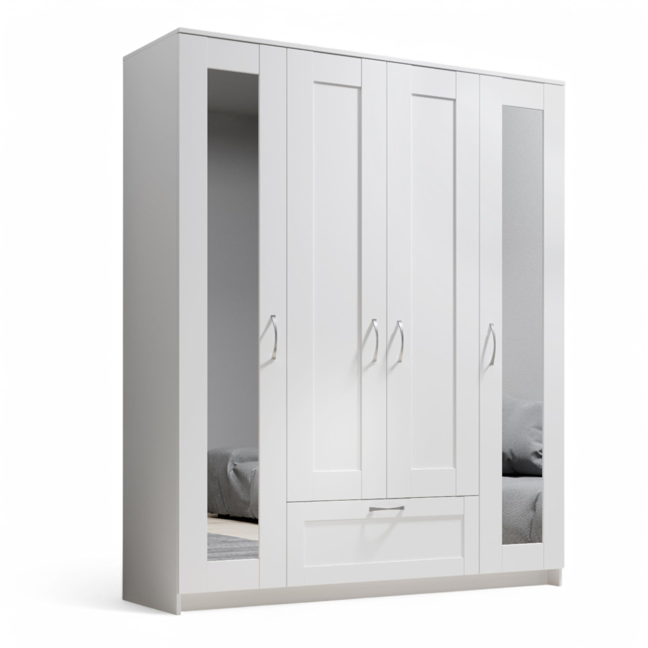 Stella Trading Kleiderschrank 4-türig mit Spiegeltüren