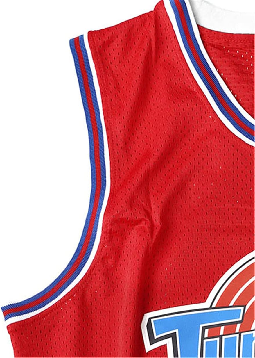 Men's 23# Basketball Jersey Space Movie Jersey 90S Hip Hop Clothing for Party White/Black/Rad S-XXXL: Clothing