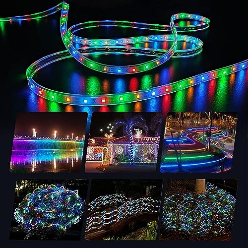 Lumtang Outdoor Solar LED Strip Lights, 16.4ft 280 LEDs IP67 Cool White, Remote Control with Solar Panel for Garden, Trees, Christmas Party String Lights by Lumtang - Image 4