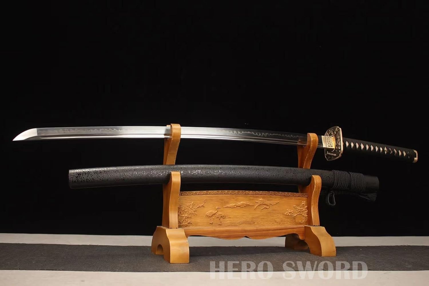 HERO SWORD-Handmade Clay Tempered T10 Steel Katana Conquer Demon Japanese Samurai Sword Real Hamon Full Tang Razor Sharp Blade Copper Tsuba