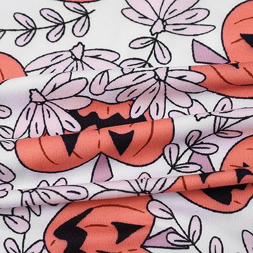 Suéter infantil para meninos e meninas, estampa de abóbora do diabo, renda, manga comprida, gola red