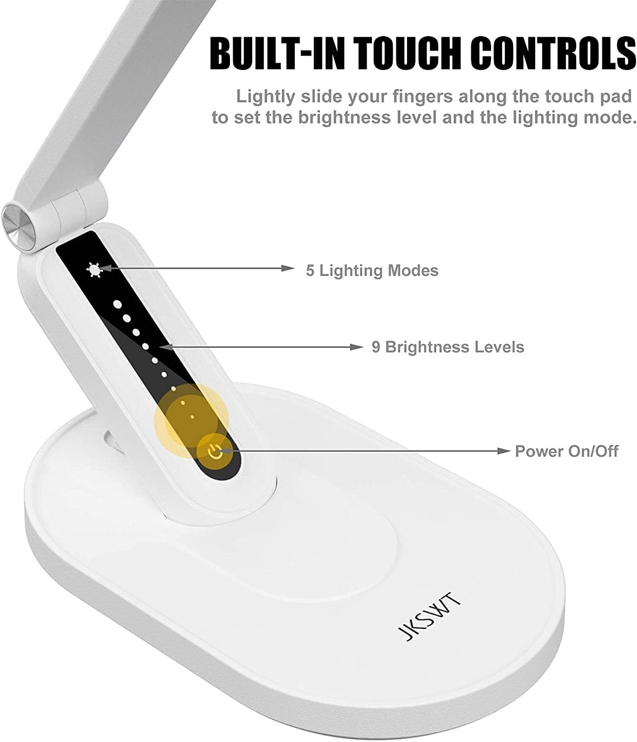 JKSWT Schreibtischlampe, für die Augenpflege Dimmbare Tischlampe mit 5 Farbmodi 72 LEDs mit USB-Ladeanschluss Touch-Steuerung und Memory-Funktion Bürolampe