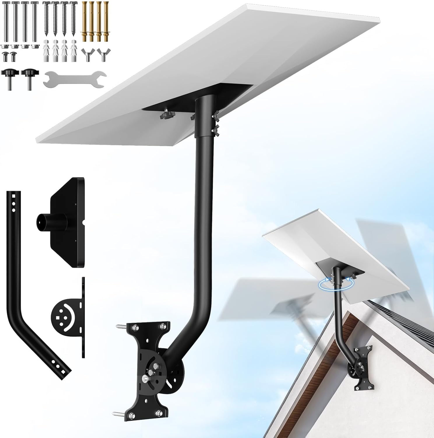Adjustable Heavy-Duty Starlink Gen 3 Mount - Rustproof Mounting Kit for V3 Standard Dish - Compatible with Wall, Roof, RV, Boat - 360° Rotation & 20° Tilt for Optimal Signal