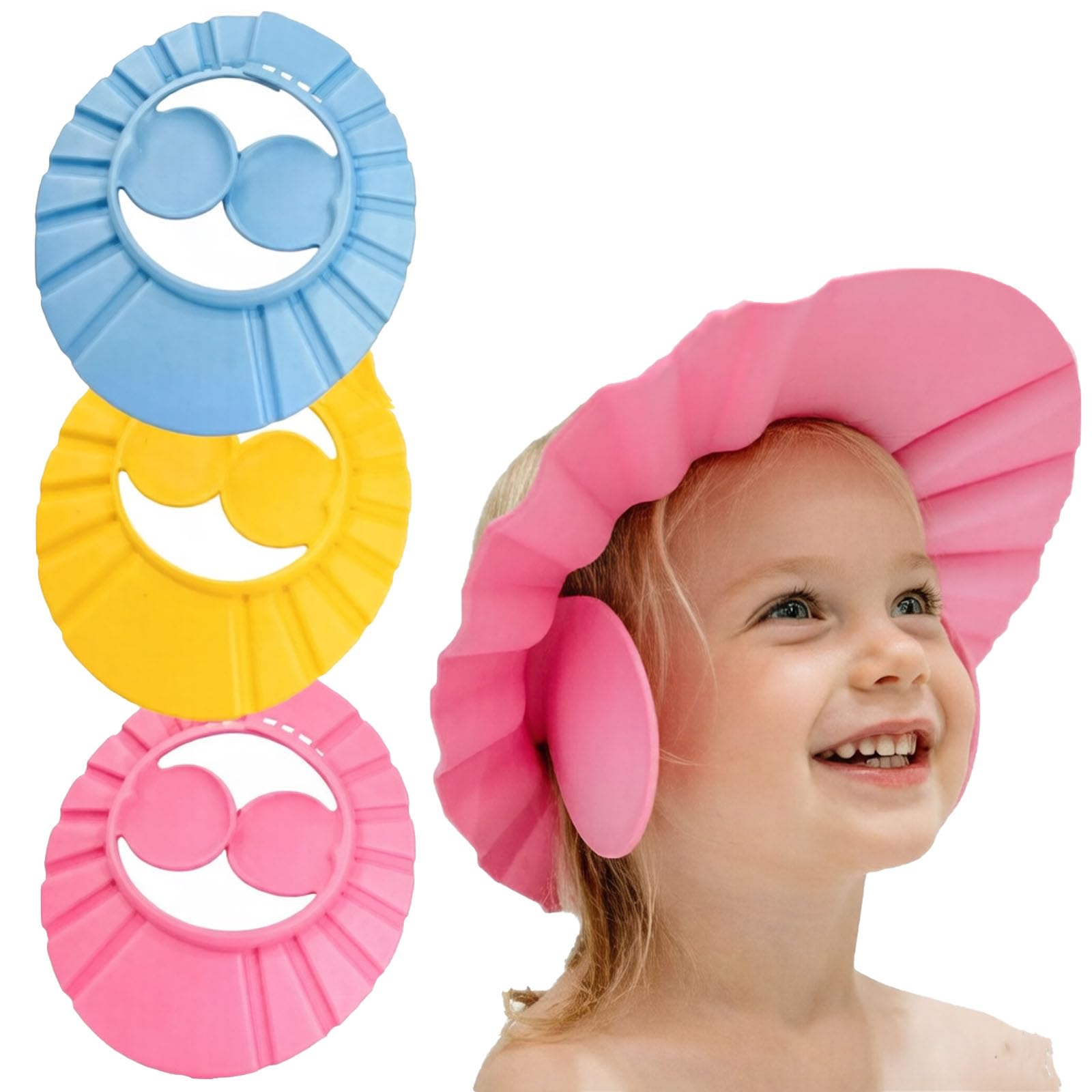 4Pcs Baby Shower Cap, Head Cap for Baby Bathing 0-3 Years, Multi-Color Baby Head Wash Protector for Daily Bathing Routines and Hair Washing Protection-picture-36
