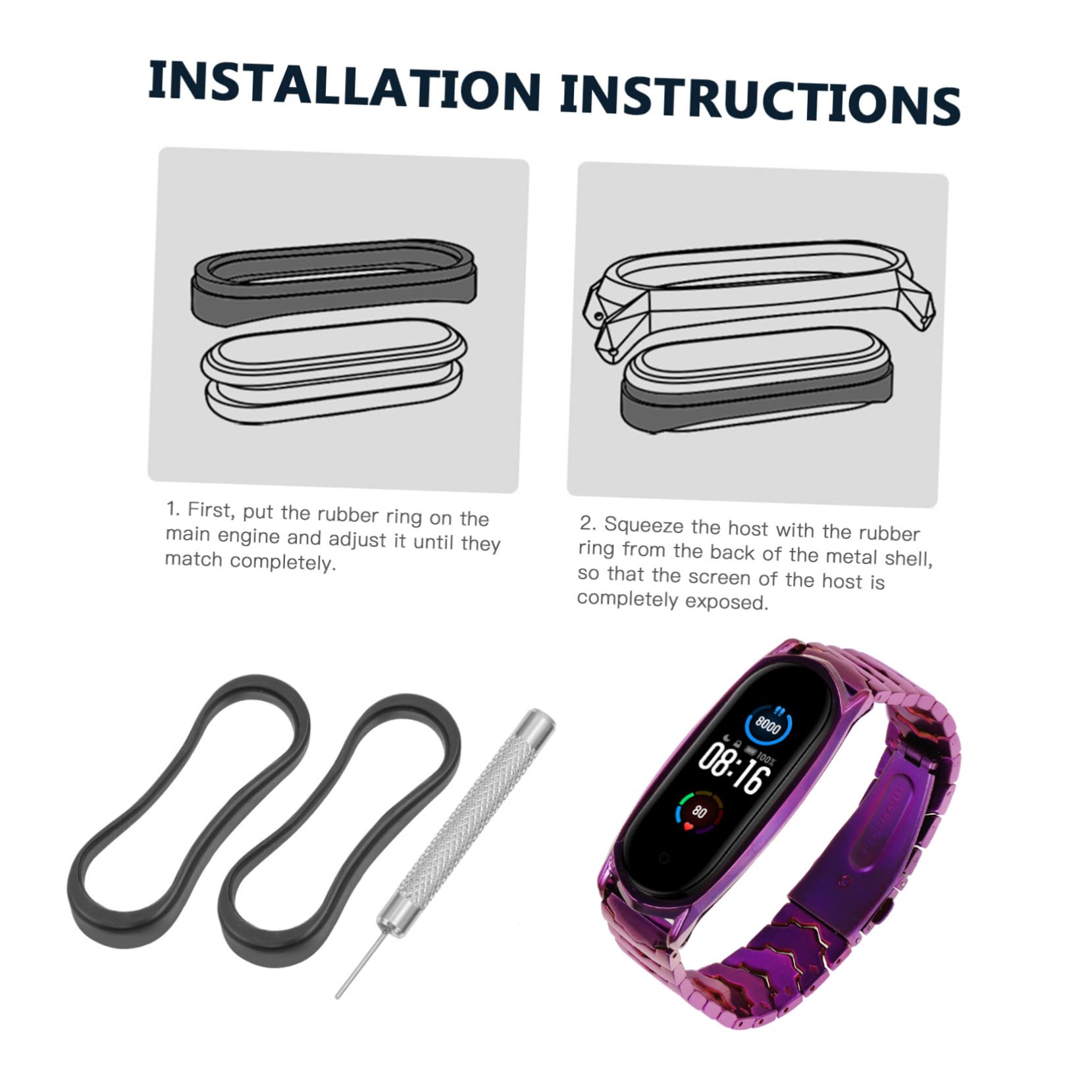 Gadpiparty 2pièces Bracelet Inoxydable Pour Band Bandes Réglables Et Élégantes Accessoire Pour Montre Connectée