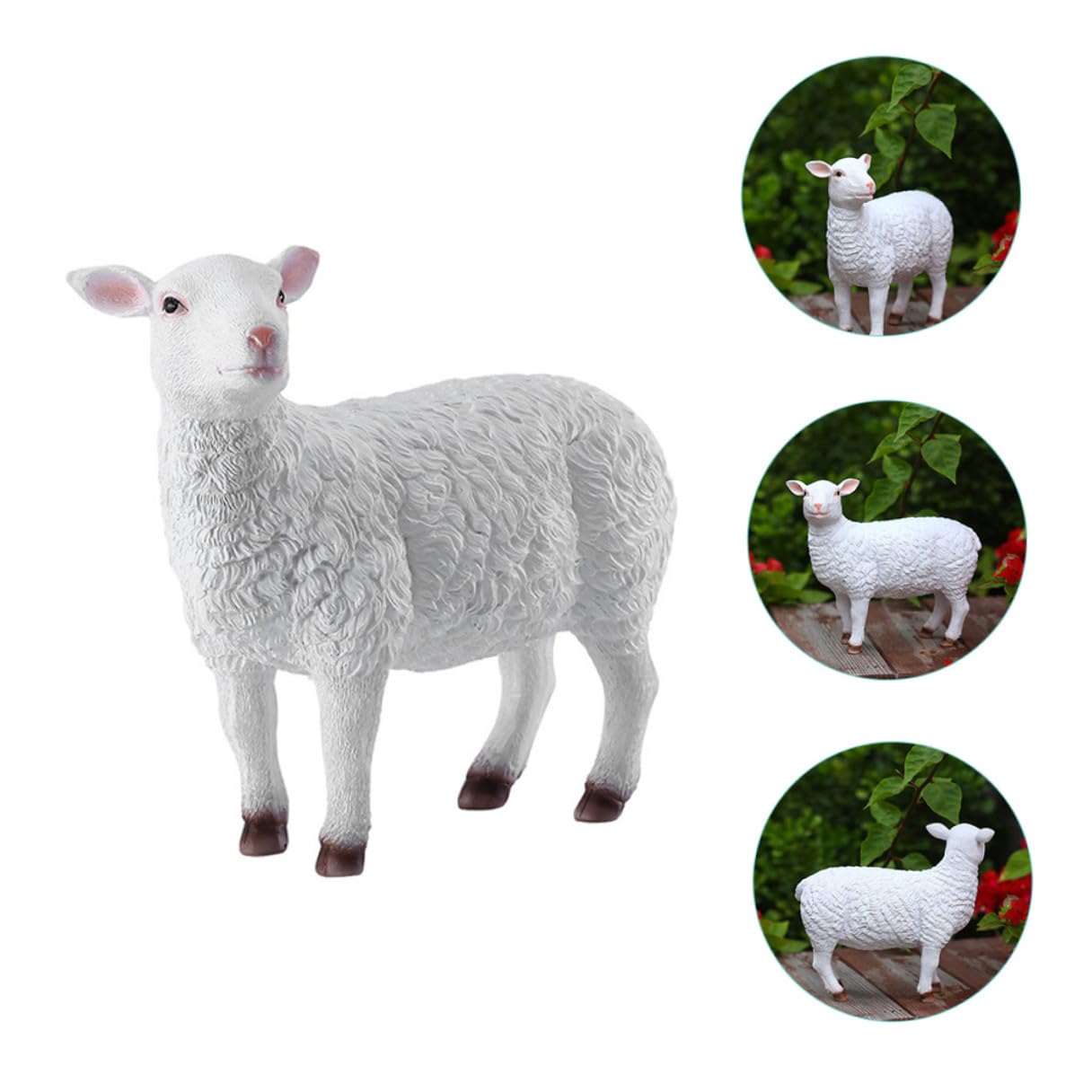 Tofficu Kunstharz Gartenschaf Dekofigur Klein Wetterfeste Schaffigur für Garten Terrasse Lebendige Outdoor Dekoration Geschenkidee für Gartenliebhaber