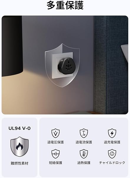 UGREEN 海外転換プラグ BFタイプ コンセント変換器 コンセント 1個AC差込口 マルチ電源変換プラグ C/A/B/G/Iタイプ シンガポール/香港/イギリスなどの国に対応 コンパクト 旅行便利 - 3