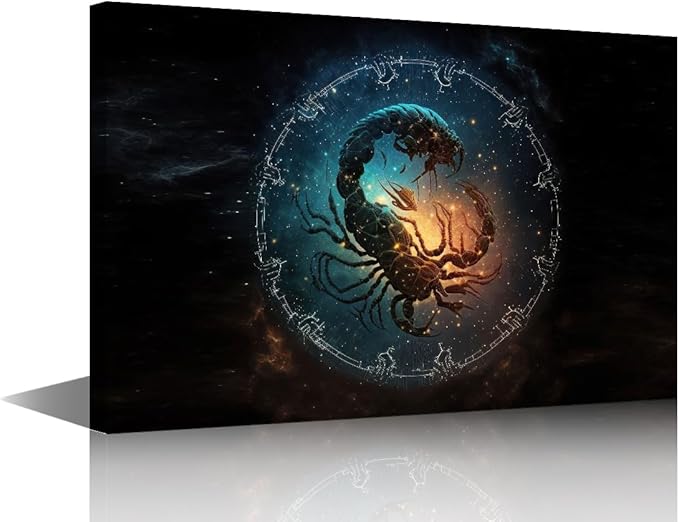 TUMOVO 1 Panels Modern Wall Art, Energetic Scorpio Pictures Print on Canvas for Living Room Bedroom Wall Decorations, Zodiac Signs Artwork Gallery-Wrapped Ready to Hang, 18