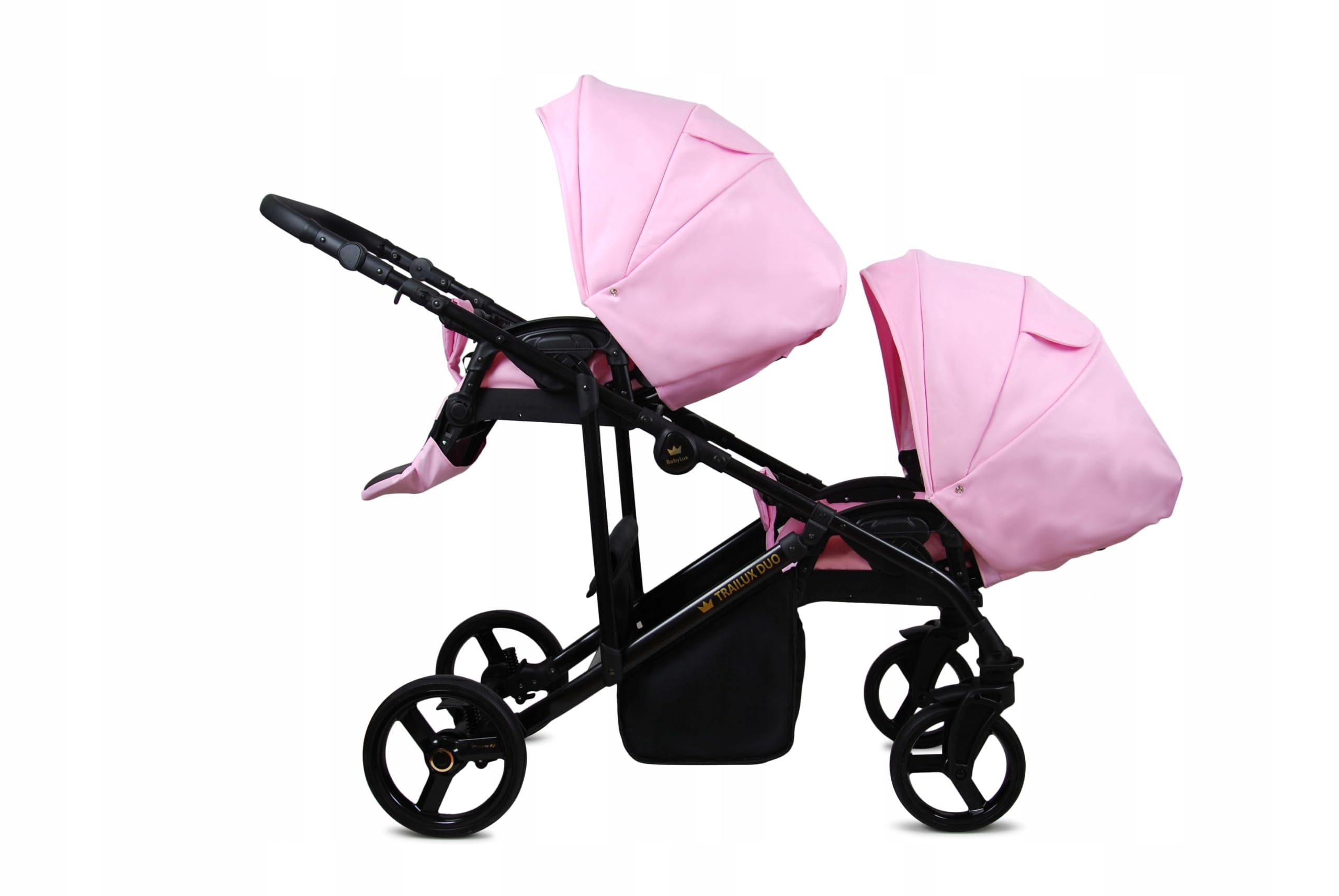 BabyLux® Carrito de Bebé para Gemelos Sistema de Viaje Set 2 en 1 - Duo - Light Pink -incl. Capazo, Silla de Paseo - Cochecito - Bolso cambiador, Cubierta para la lluvia, Mosquitera, Portavasos etc.