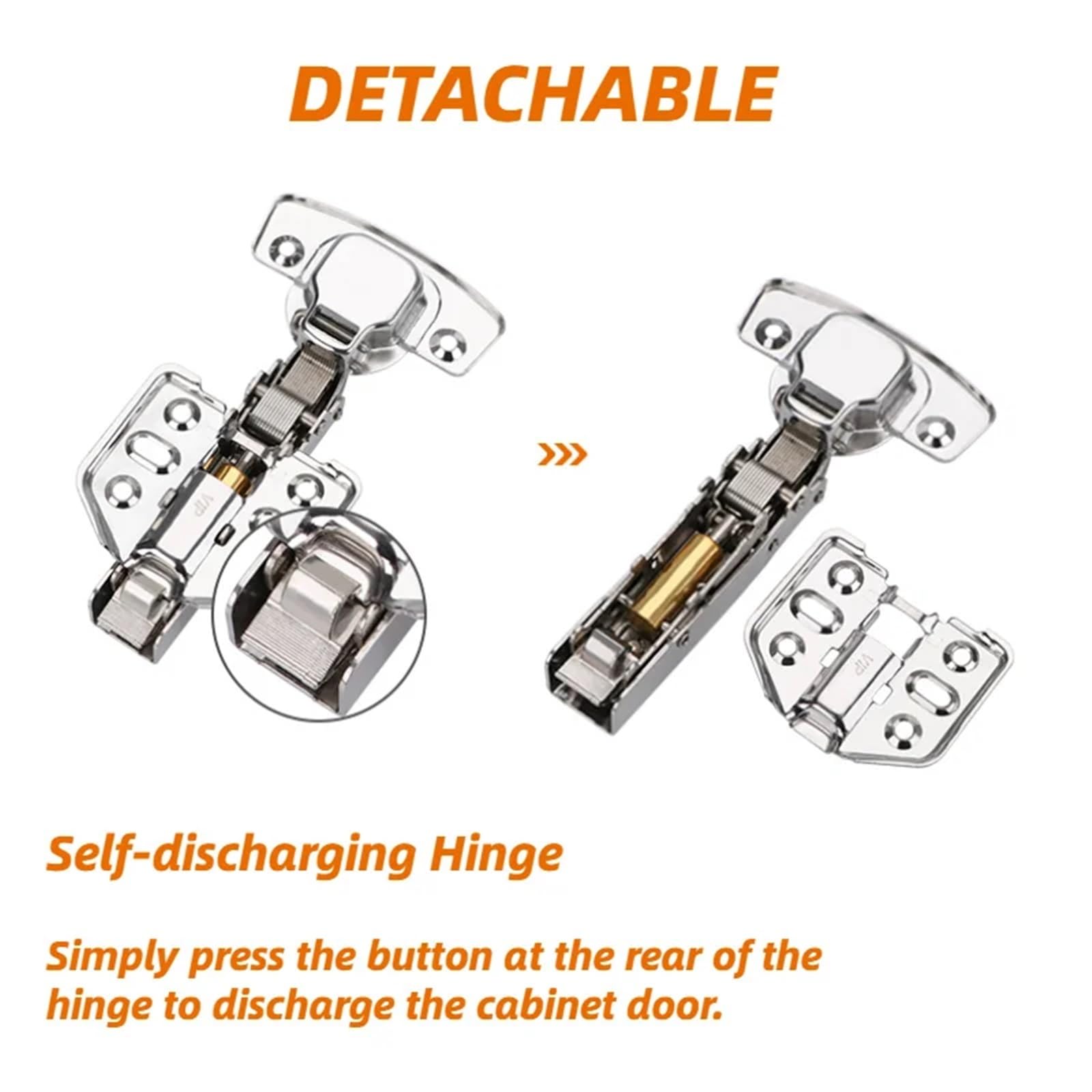 Schrank Scharnier Scharnier-Möbelbeschläge aus Edelstahl 304 mit Absenkautomatik for Schränke und Schrankmöbelbeschläge Dämpferpufferscharniere Küchenscharnier (Color : 4pieces Full Overlay)