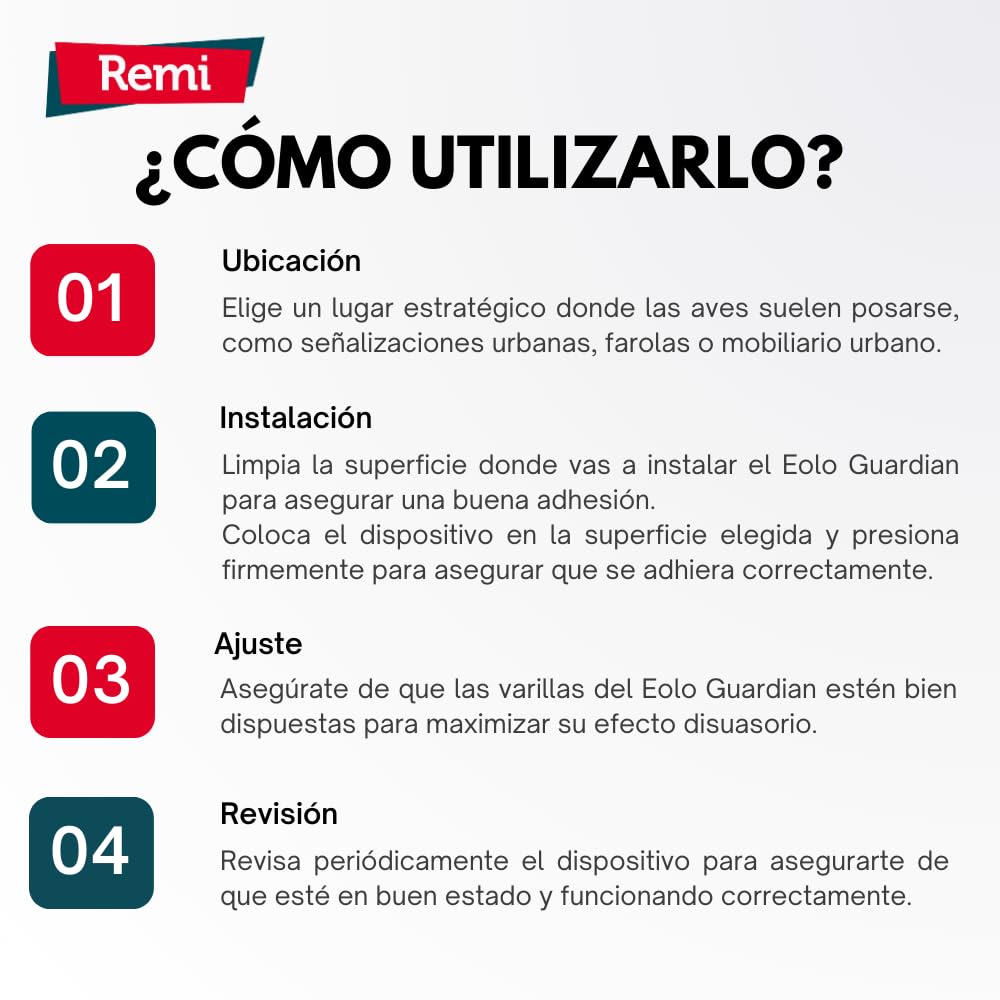 Remi Hogar Eolo Guardián para ahuyentar Aves | Espantapájaros EOLO Guardian | Ligero y Efectivo | señalizaciones urbanas, portuarias, mobiliario Urbano y farolas