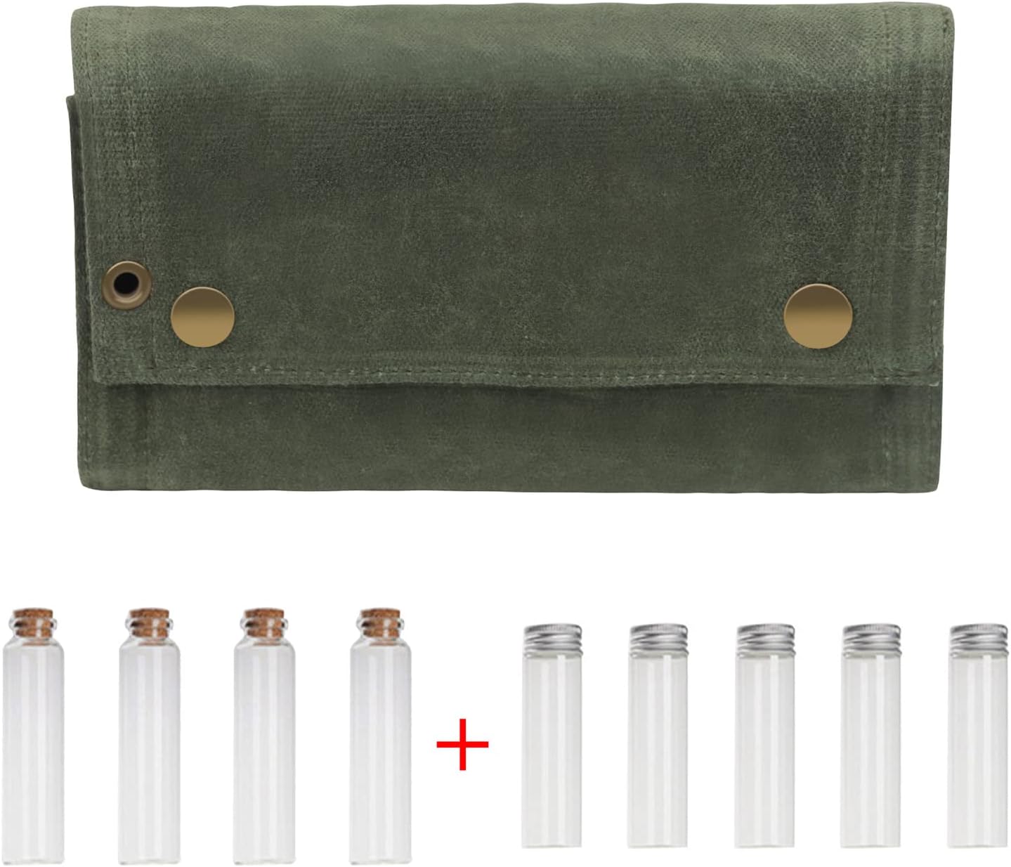 Portable Spice Bag with 9 Spice Jars, Wax Canvas Seasoning