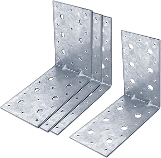 4 Pcs 6" x 6" x 3-1/8" Galvanized L Bracket, Heavy Duty Angle Bracket Corner Brace for Wood, 12 Gauge