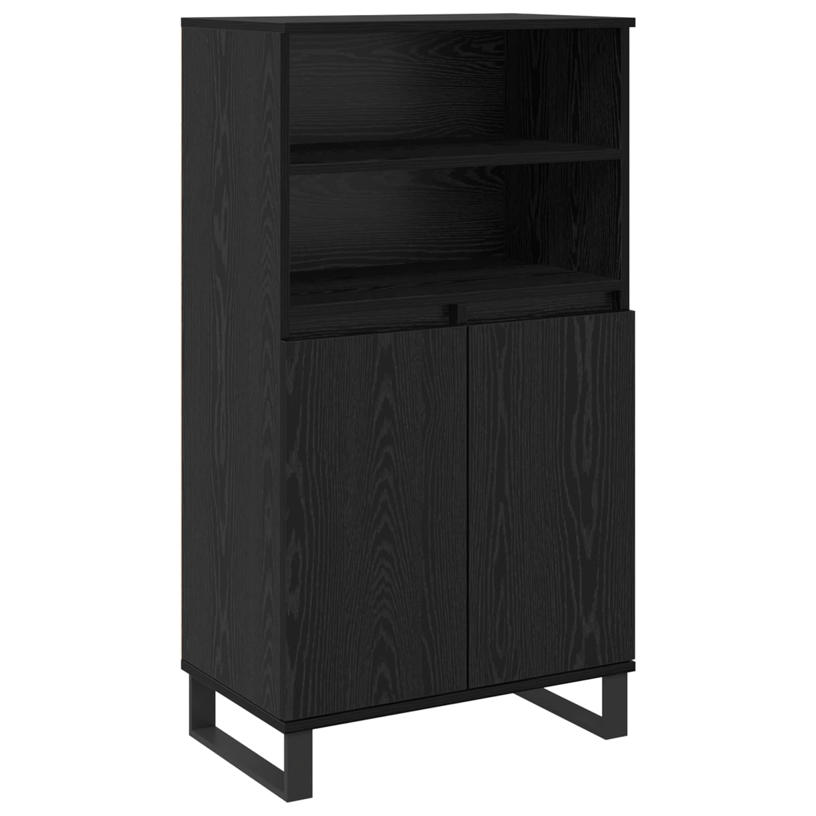 Tablero alto negro de madera noble con acabados modernos