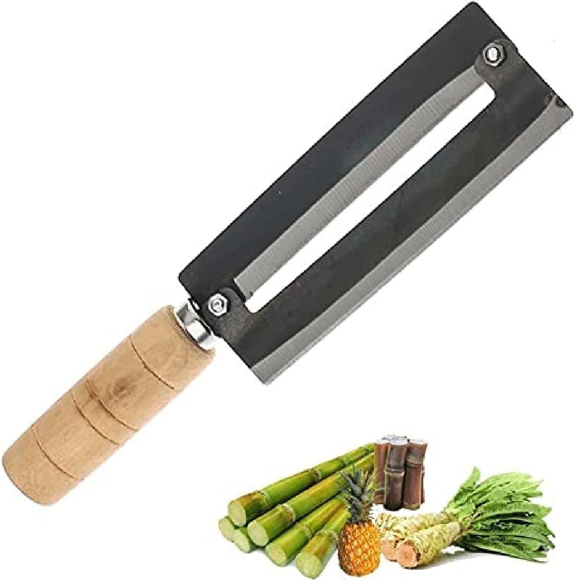 - Kitchen Cutting Tools Assorted Set – Crinkle Cutter Knife, Vegetable Peeler, Chef Knife with Sheath, Food Tongs (Sugarcane Peeling Knife)