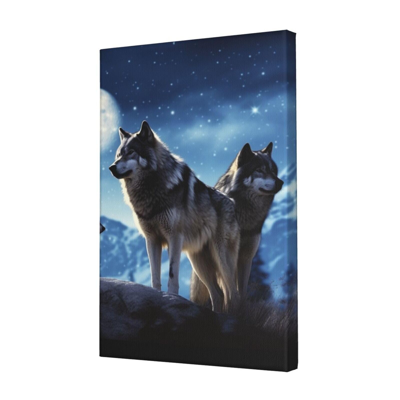 KLOPH wolfs Canvas Wall Art for Living Room 12"x18" Modern Artwork Painting for Bathroom Hanging Canvas Prints Aesthetic Wallart for Bedroom Kitchen Office Wall Decor