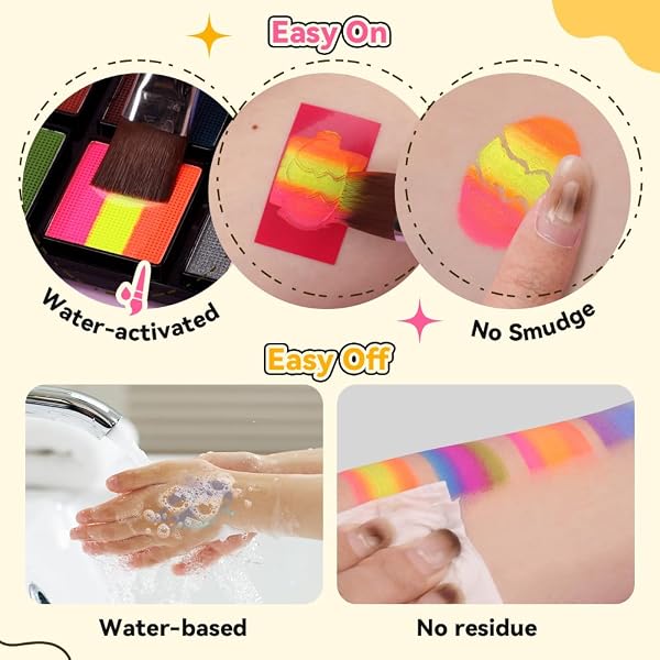 Janolia Body Painting, 26 colores maquillaje kit hipoalergénico no tóxico con 4 pinceles, maquillaje infantil profesional, maquillaje facial para niños, pintura facial para niños, para Halloween - 5