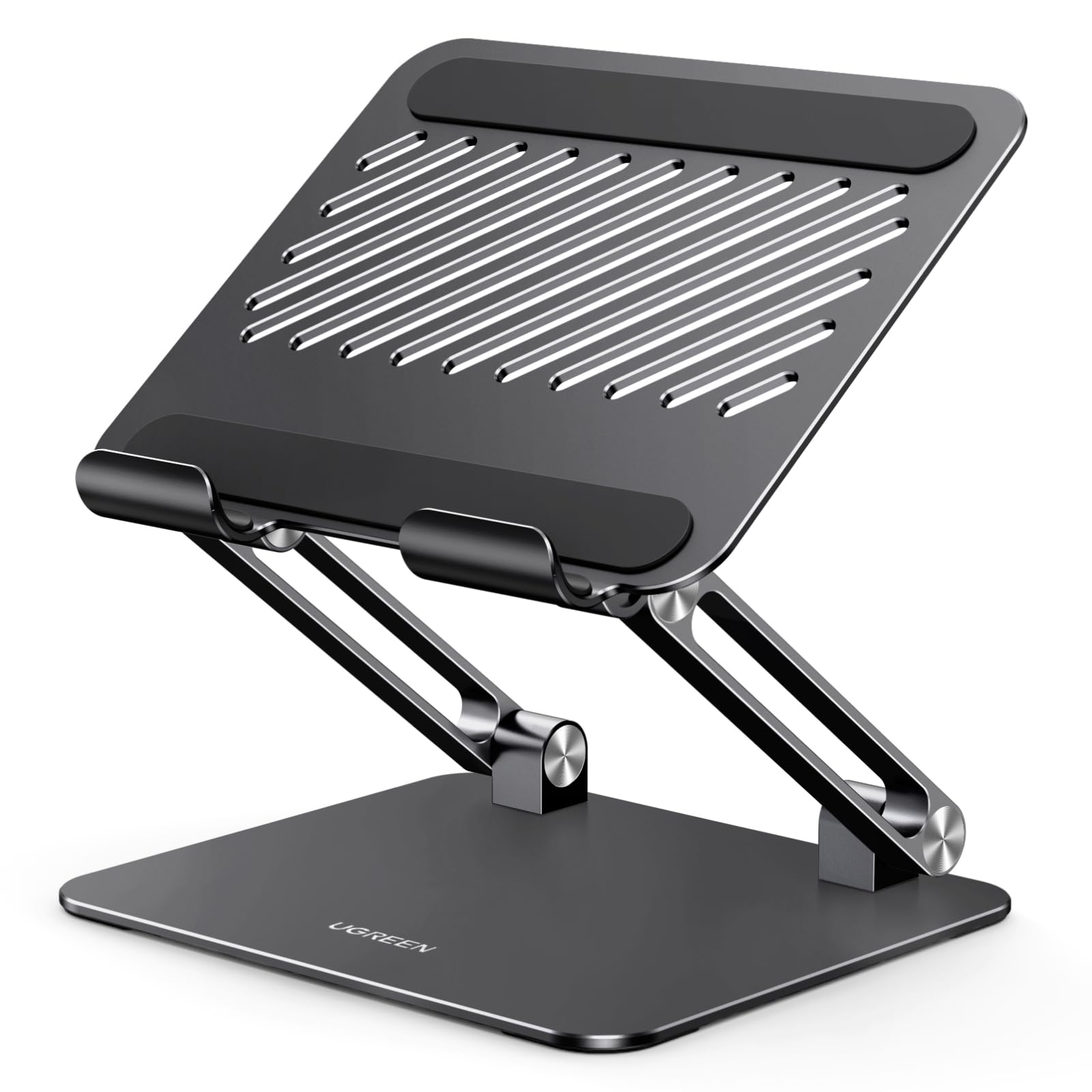 UGREEN Tablet Ständer Verstellbare Halterung Aluminium Faltbarer Handy, kompatibel mit iPad Pro Air Mini 11 12.9 Galaxy Tab S9 Huawei MatePad iPhone 16 15 bis 12,9 Zoll (Schwarz)