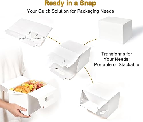 Miniatura 6 de Happyhiram Paquete de 40 cajas grandes a dos aguas, color blanco, cajas de regalo de bienvenida resistentes de 9 x 6 x 6 pulgadas para recuerdos de