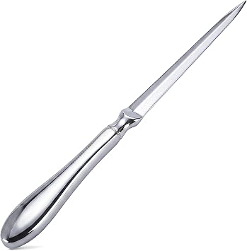 9 Inch Silver Metal Letter Opener Knife, Premium Envelope Slitter, Sturdy Envelope Opener Tool for Office Home Mail Opening Supplies