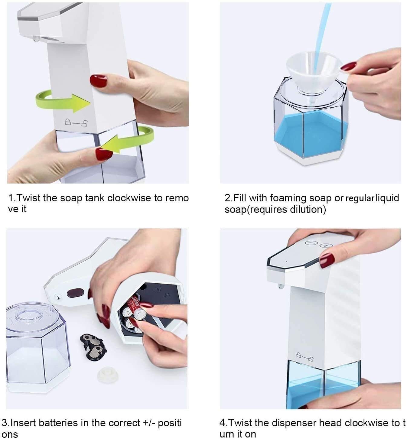 Distributore di Sapone Automatico, Dispenser di Sapone schiumogeno touchless 12oz, distributore di Sapone a Mano Spumante Impermeabile in Piedi per Bagno/Cucina/Hotel/Scuola/Ristorante