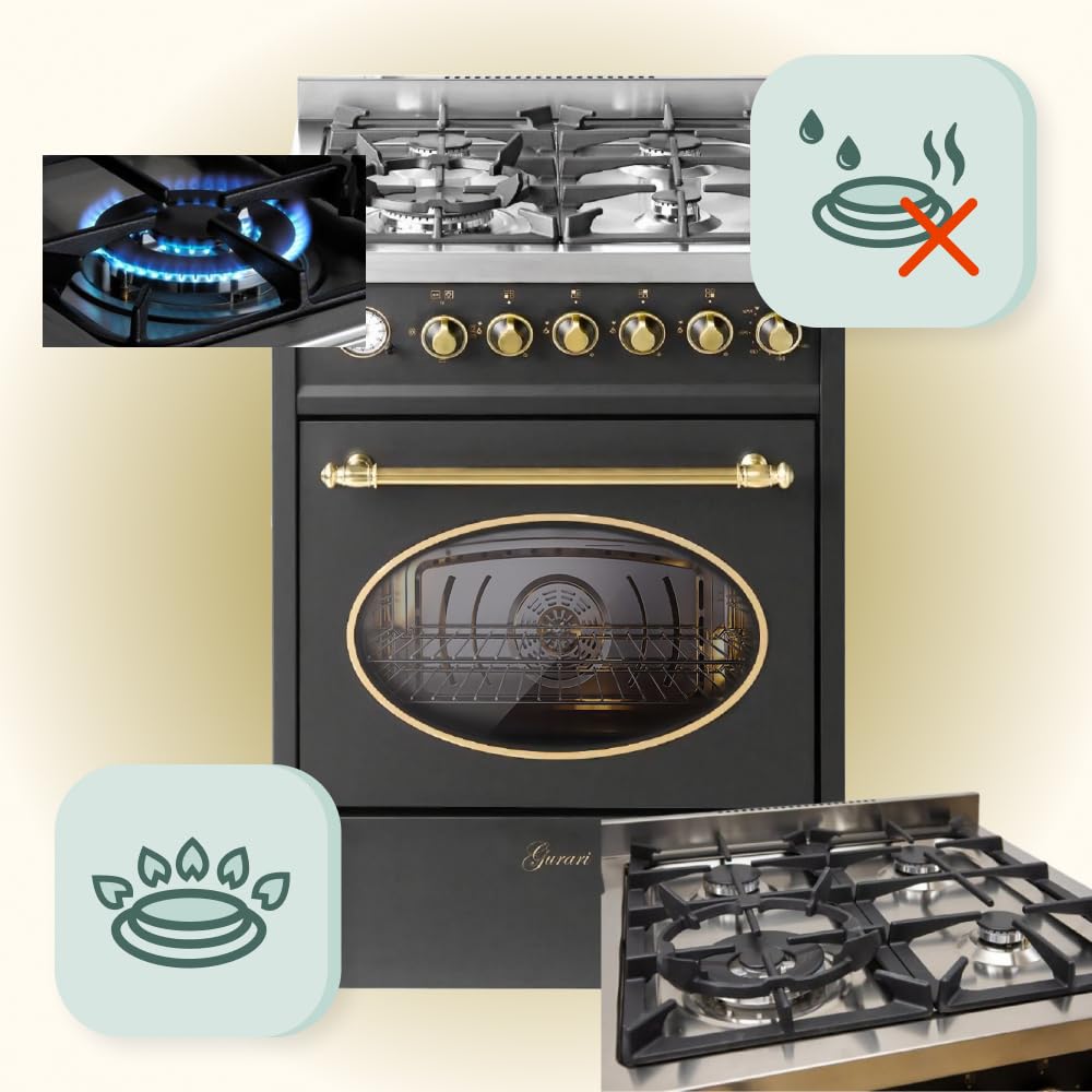 GURARI GCH G 614 BL r Cuisinière sur pied 60 cm Gaz naturel Fl.Gas 4 Kw WOK, Barbecue à gaz, Range Cooker, Tiroir avec poussette, Contrôle du gaz, tournebroche. Gaz naturel, gaz propane