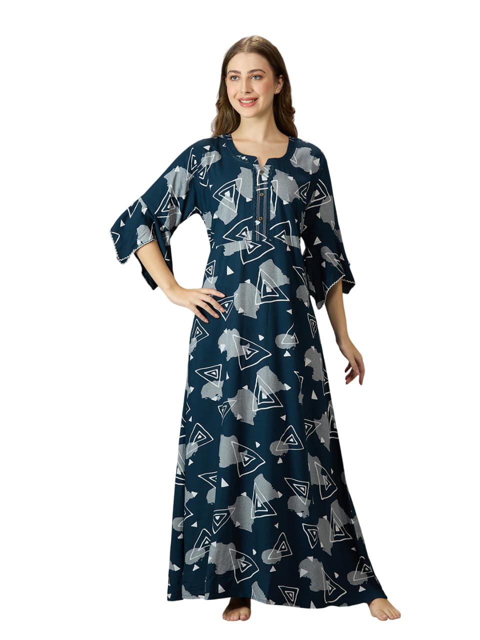nightspree Floral Maternity Cotton Dress – Soft and Stylish Pregnancy Wear for Women-picture-23