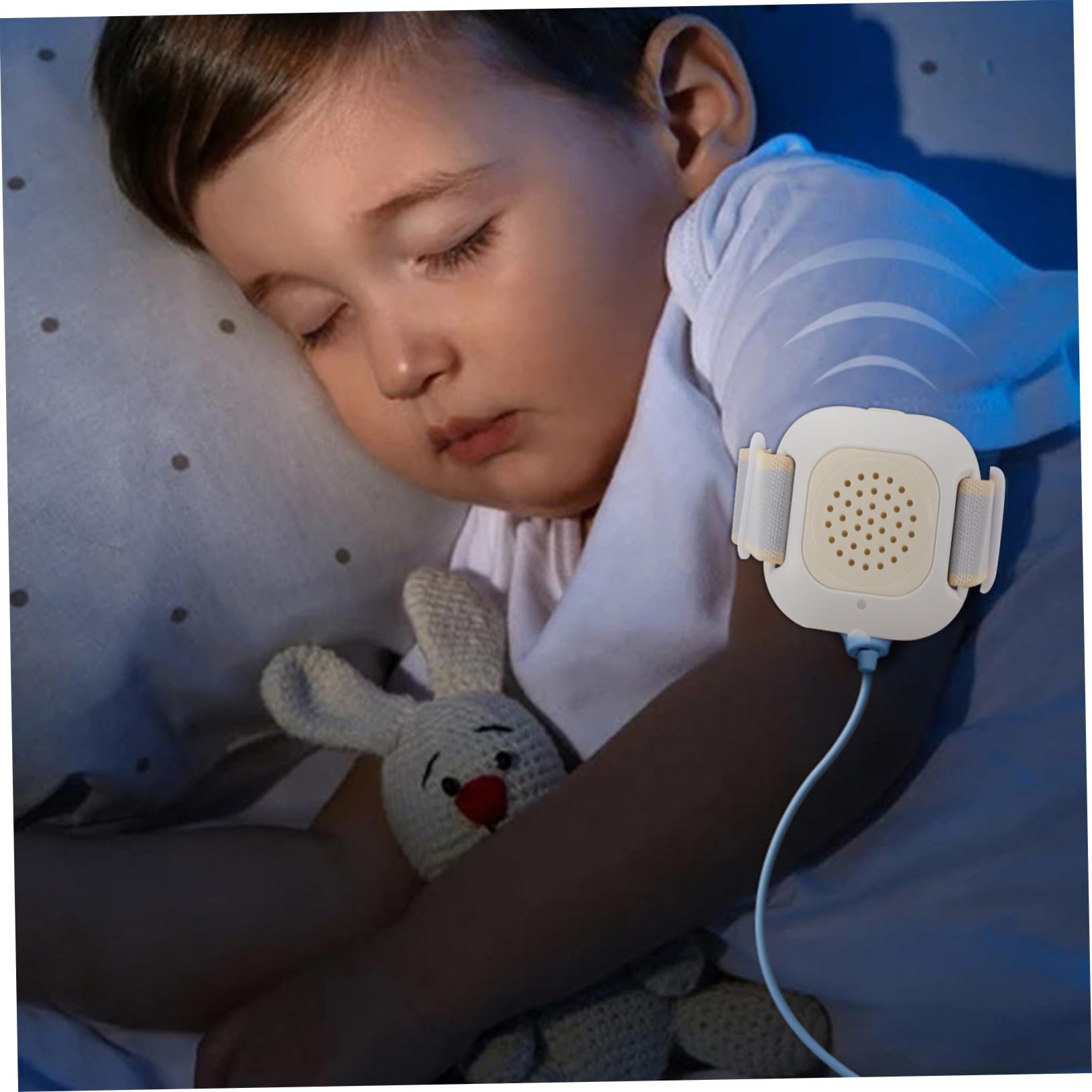 Alarme Énurésie Nocturne avec Capteur Urine pour Garçon Fille et Adultes Bande Flexible Alerte Sonore et Vibration Forte Dispositif de Formation Propreté Blanc Neutre