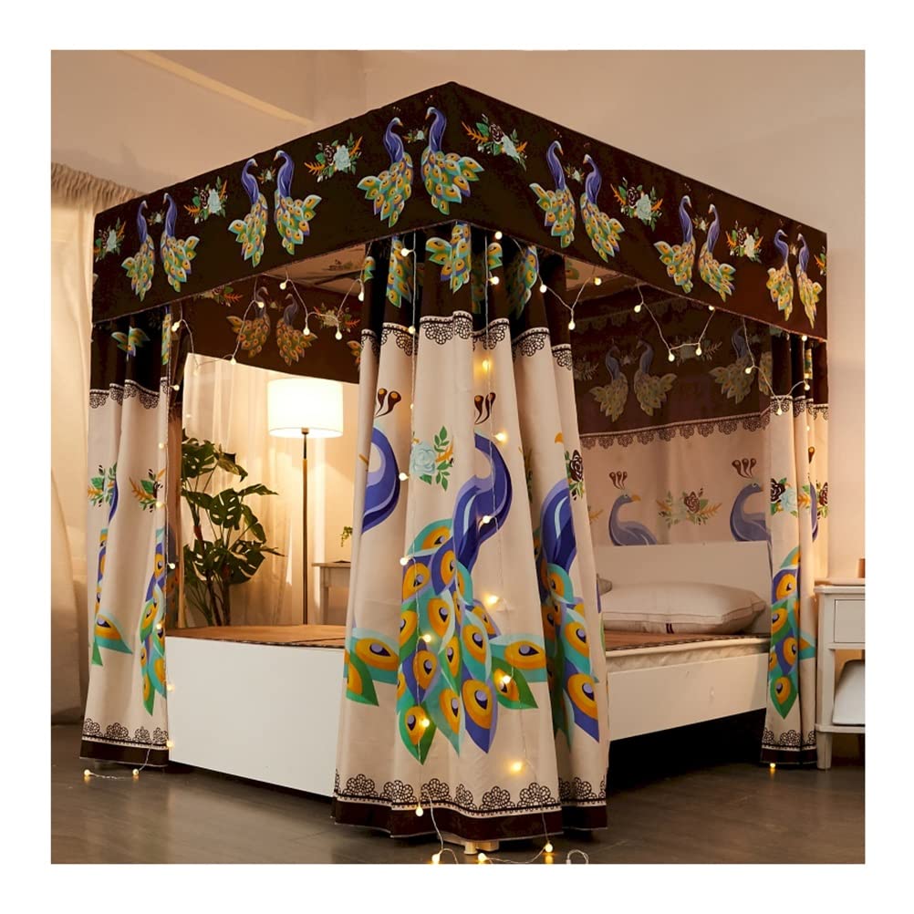 GJMSSMY Single bed canopy mosquito net, suitable for single bed and double bed bedroom decorative bed curtain, with metal support (Color : Brown, Size : 180X200cm/71X79inch)