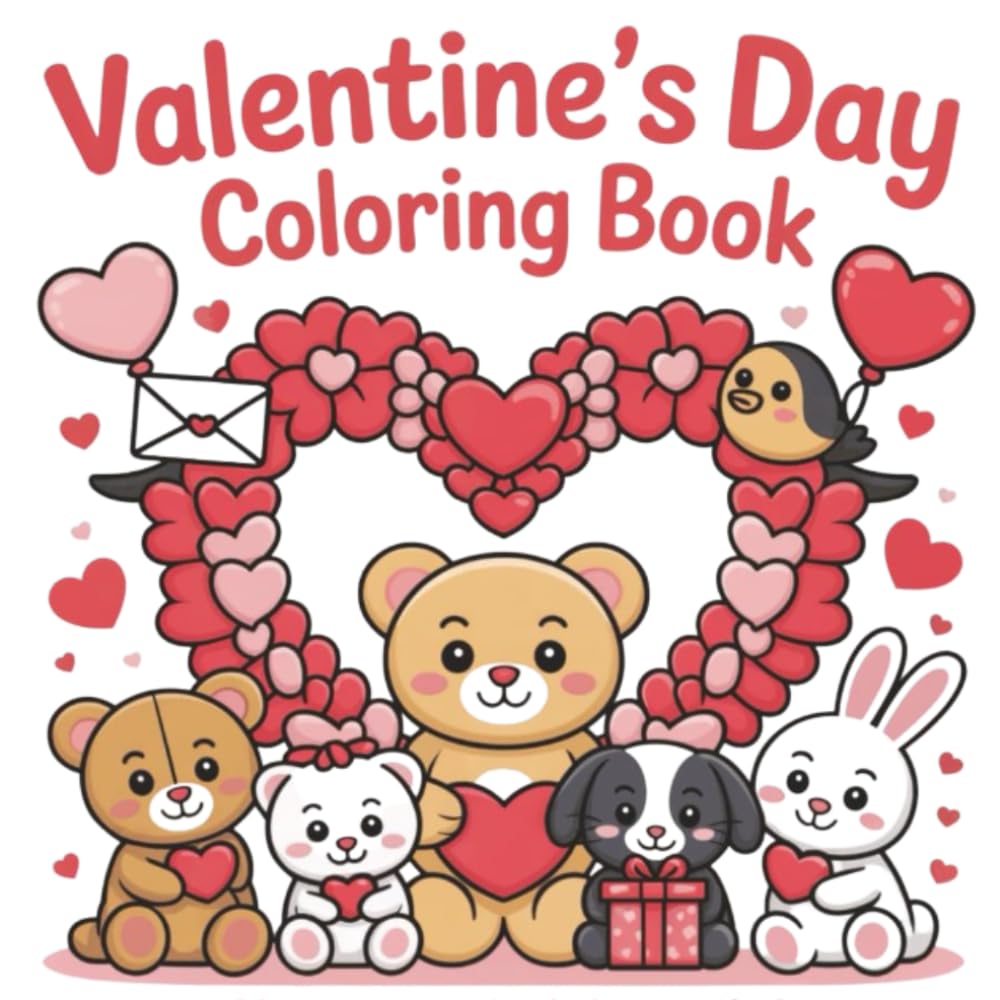 Valentine Cuties Coloring Book: 40 Bold And Easy For Kids And Adults