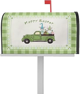 Mailbox Cover Magnetic Green Farm Truck Cute Bunny Mailbox Covers Standard Size 21x18in,Mailbox Covers Wrap Post Letter Box Cover for Garden Yard Outdoor Decor Easter Egg Flower Buffalo Plaid
