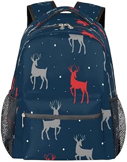Mochila de alce animal para mulheres e homens, mochila de viagem para laptop, impermeável, mochila diária de cervo com vários bolsos, mochila casual para escola, acampamento, caminhada, trabalho, Multicor, Medium