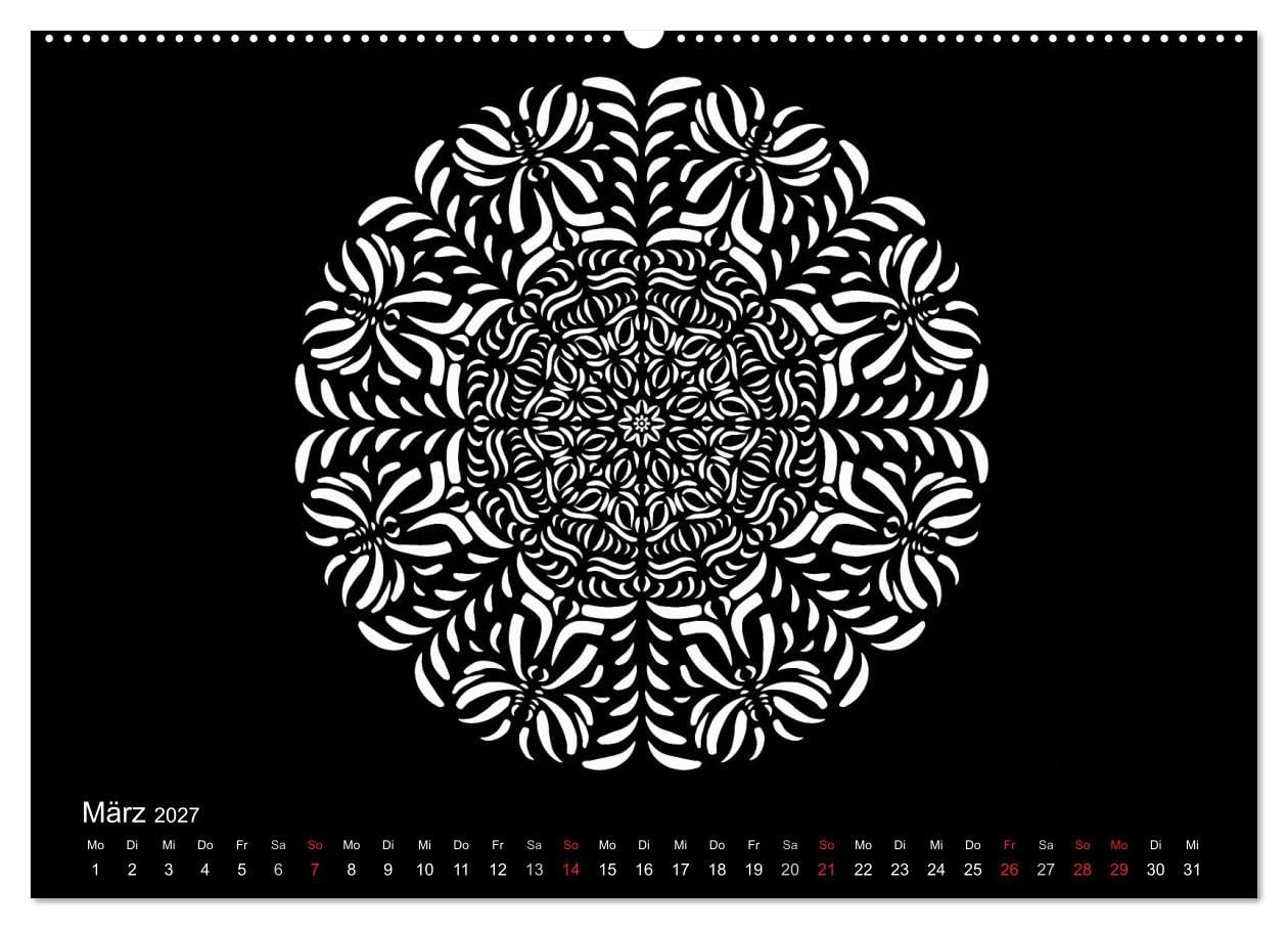 CALVENDO - Entspannung und Ruhe durch Mandalas (hochwertiger Premium Wandkalender 2027 DIN A2 quer), Kunstdruck in Hochglanz: Mandalas zum Enspannen und Ausmalen