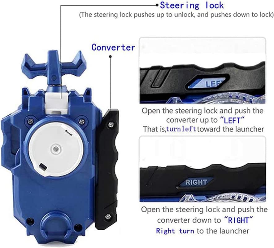 Miniatura 7 de Juego de lanzador de chispas para 8-12 cuchillas de juego para niños, juguete Bey Burst Bayblayed King Helios Battling Tops LR Launcher Bey Battle